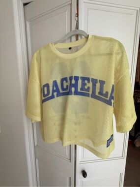 Coachella 2026 Yellow Mesh Crop Tee